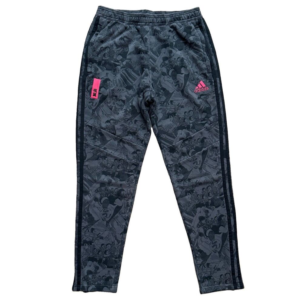 Adidas Captain Tsubasa Training Pants Size M Grey Black Red AOP All Over print